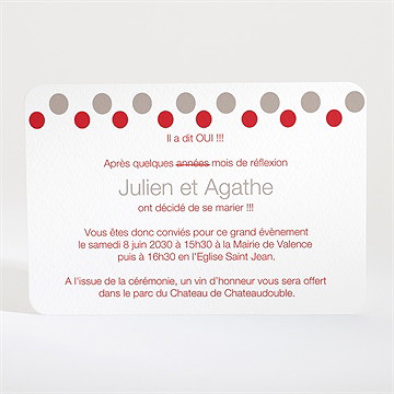 Faire-part mariage humour original - Dos du faire-part