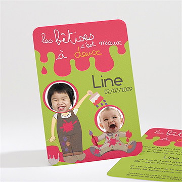 Faire-part naissance annonce originale rose vert