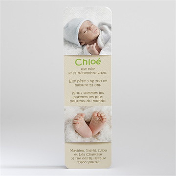 Faire-part naissance faire part marque page photo