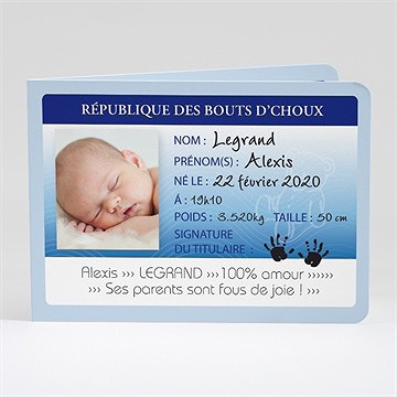 Faire-part naissance carte d'identité