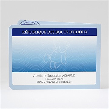 Faire-part naissance carte d'identité - Dos du faire-part