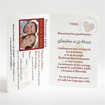 Faire-part mariage passeport de l'amour - Intérieur du faire-part
