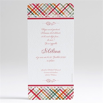 Faire-part naissance motifs rayés - Dos du faire-part