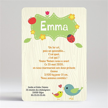 Faire-part naissance faire-part naissance - Dos du faire-part