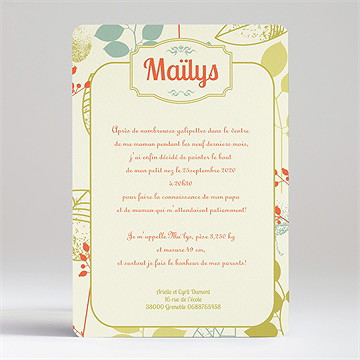 Faire-part naissance faire-part naissance - Dos du faire-part