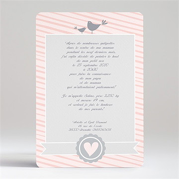 Faire-part naissance tendre et délicat - Dos du faire-part