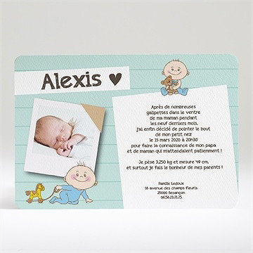 Faire-part naissance son roman photo - Dos du faire-part