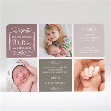 Faire-part naissance photo et typo retro vintage