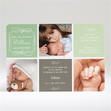 Faire-part naissance vintage motifs en équilibre