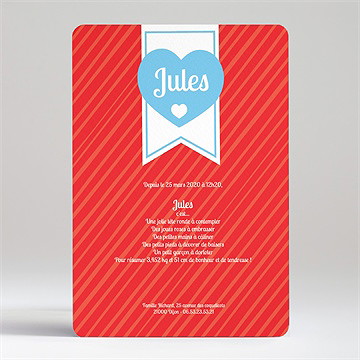 Faire-part naissance lui en coeur et en photos - Dos du faire-part