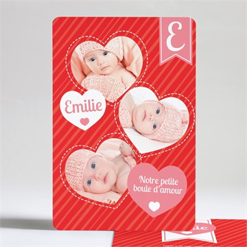 Faire-part naissance coeurs et photos elle