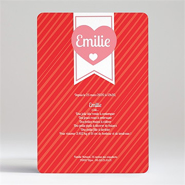 Faire-part naissance coeurs et photos elle - Dos du faire-part