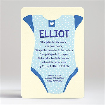 Faire-part naissance petit body garçon - Dos du faire-part