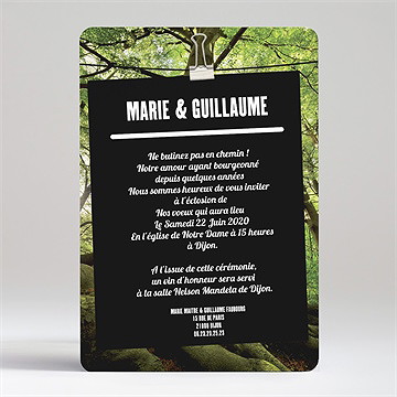 Faire-part mariage marions nous dans les bois - Dos du faire-part