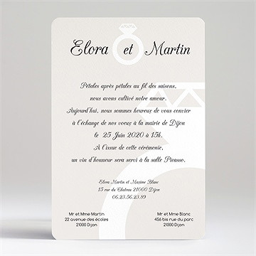 Faire-part mariage notre diamant - Dos du faire-part