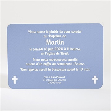Faire-part de baptême bandeau programme - Dos du faire-part