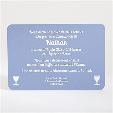 Faire-part communion original recto verso - Dos du faire-part