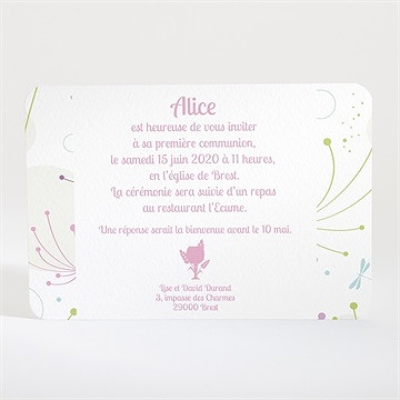 Faire-part communion mon annonce photo - Dos du faire-part