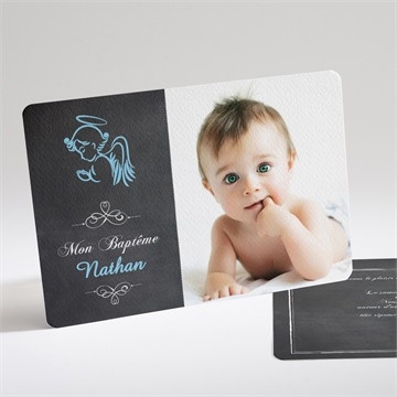 Faire-part de baptême ange et ardoise magnet