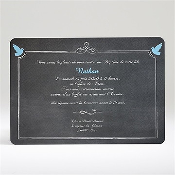 Faire-part de baptême ange et ardoise - Dos du faire-part