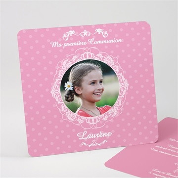 Faire-part communion mon cadre rose