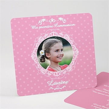 Faire-part communion mon cadre rose