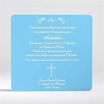 Faire-part communion moderne et doux - Dos du faire-part