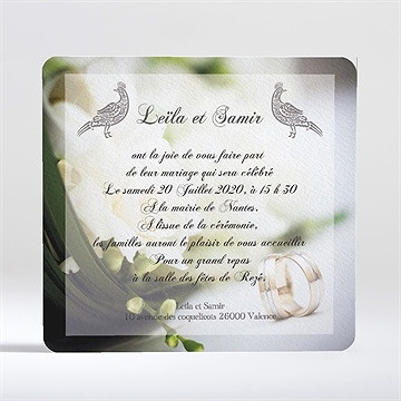 Faire-part mariage nos alliances - Dos du faire-part