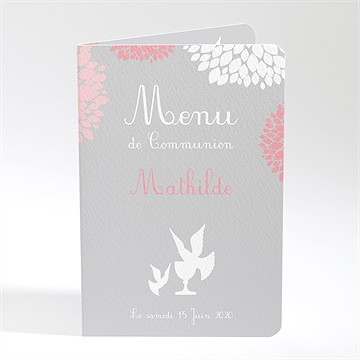 Menu communion colombe et fleurs