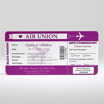 Faire-part mariage air union