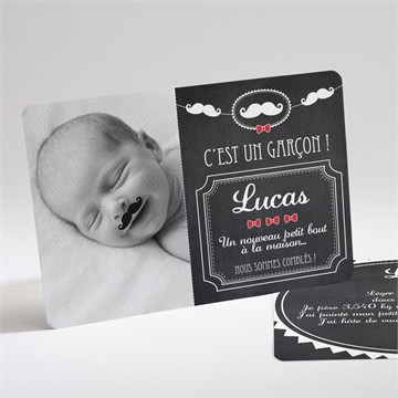 Faire-part naissance petite moustache originale