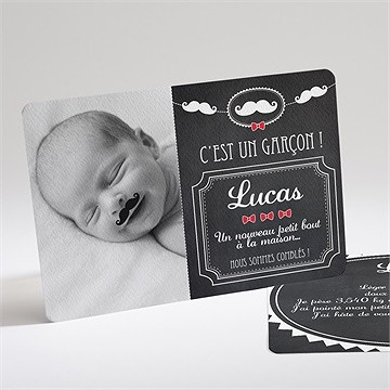 Faire-part naissance petite moustache originale