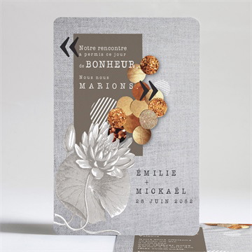 Faire-part mariage gravure et motifs original