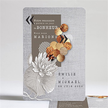 Faire-part mariage gravure et motifs original