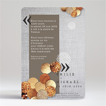 Faire-part mariage gravure et motifs original - Dos du faire-part