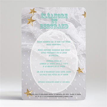 Faire-part mariage féerie d'étoiles - Dos du faire-part