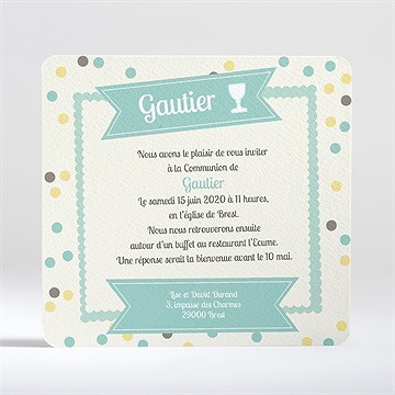 Faire-part communion jolie fête - Dos du faire-part