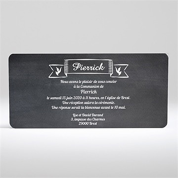 Faire-part communion a la craie - Dos du faire-part