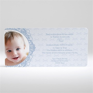 Faire-part de baptême cadres baroques - Dos du faire-part