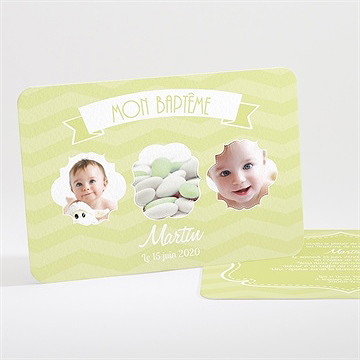 Faire-part de baptême cadre motifs géométriques