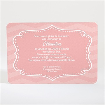 Faire-part communion petite photo de sa frimousse - Dos du faire-part
