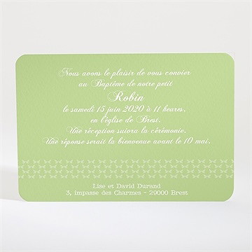 Faire-part de baptême une envolée - Dos du faire-part