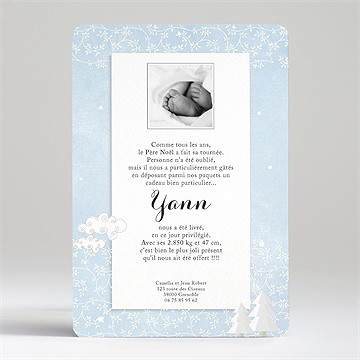 Faire-part naissance paysage de neige - Dos du faire-part