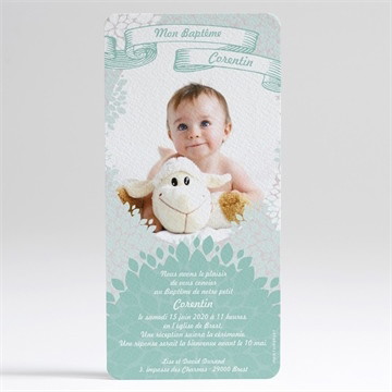 Faire-part de baptême bouquet de feuilles