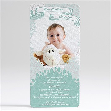 Faire-part de baptême bouquet de feuilles