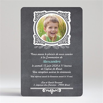 Faire-part communion sacrement élégant - Dos du faire-part