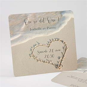 Faire-part mariage dans le sable