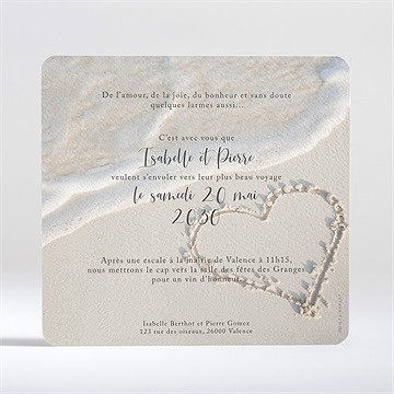 Faire-part mariage dans le sable - Dos du faire-part