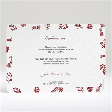 Carte de voeux santé et félicité - Dos du faire-part