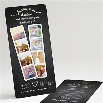 Faire-part mariage photomaton et ardoise